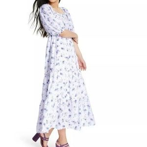 NWT LoveShackFancy x Target Gemma in White Floral Puff-Sleeve Maxi Dress XL